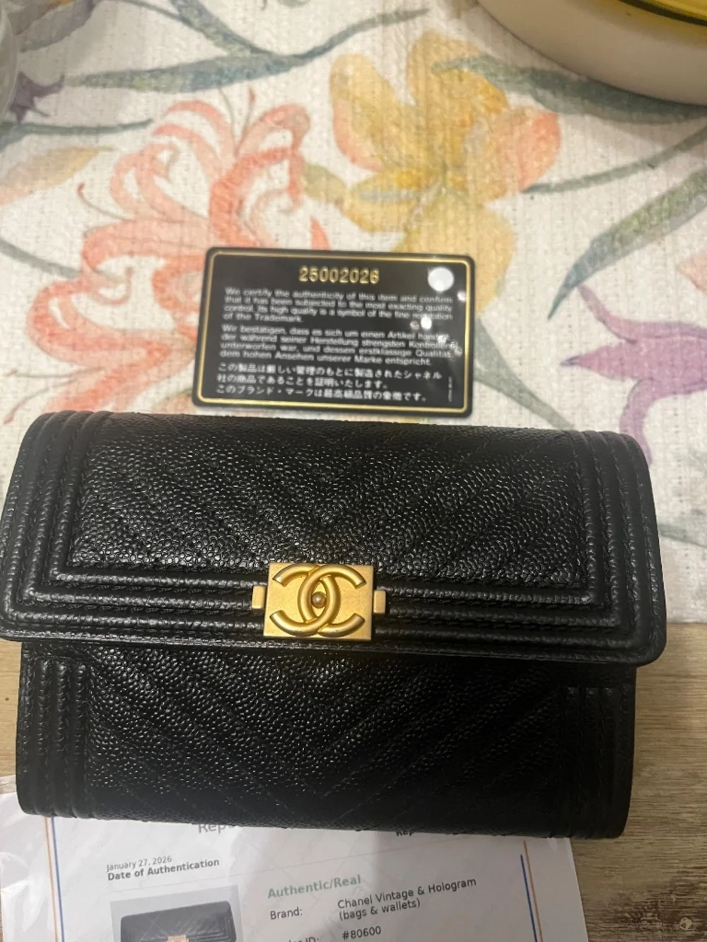 Chanel Boy Line Black Caviar Wallet
